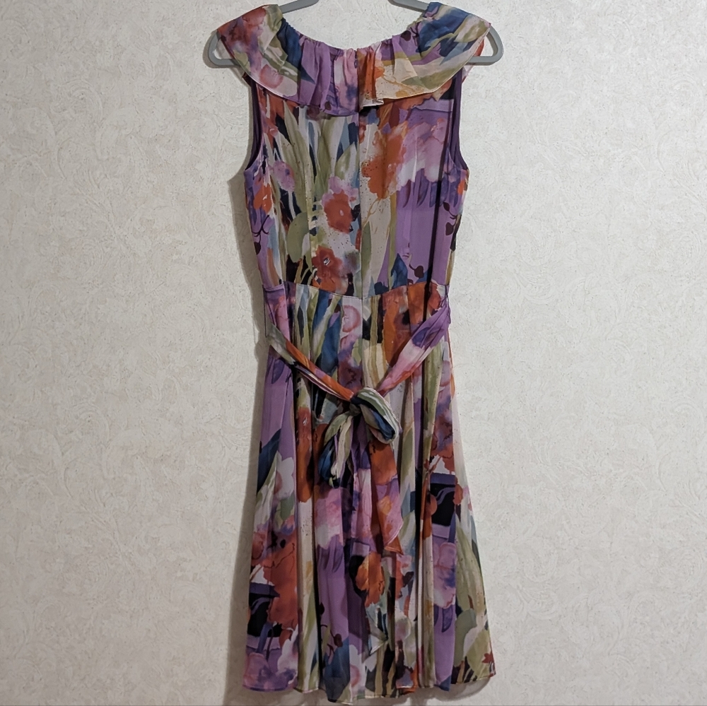 Adrianna Papell 100% Silk Floral Dress Sleevless - Picture 5 of 7
